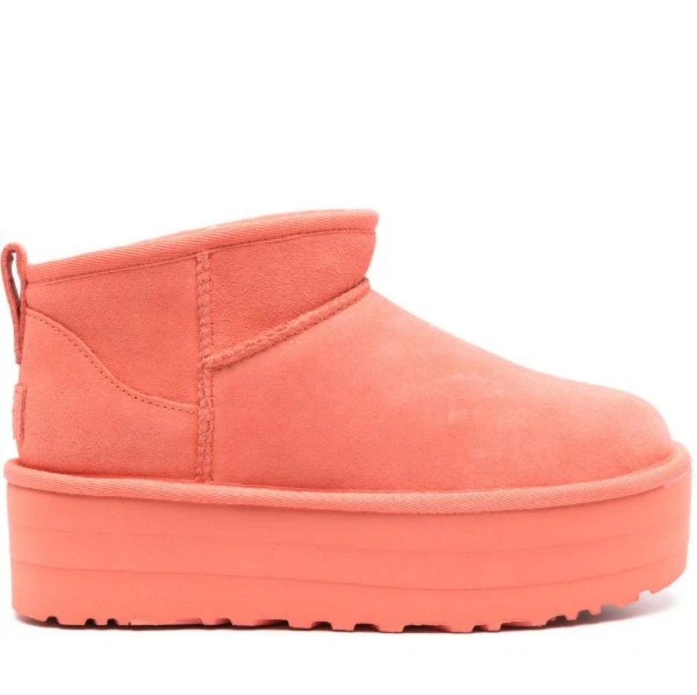 NWT UGG Classic Ultra Mini Platform Vibrant Coral Women's Ankle Boots Size 7